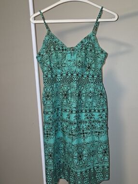 Sleeveless Mint Green Patterned Midi Dress